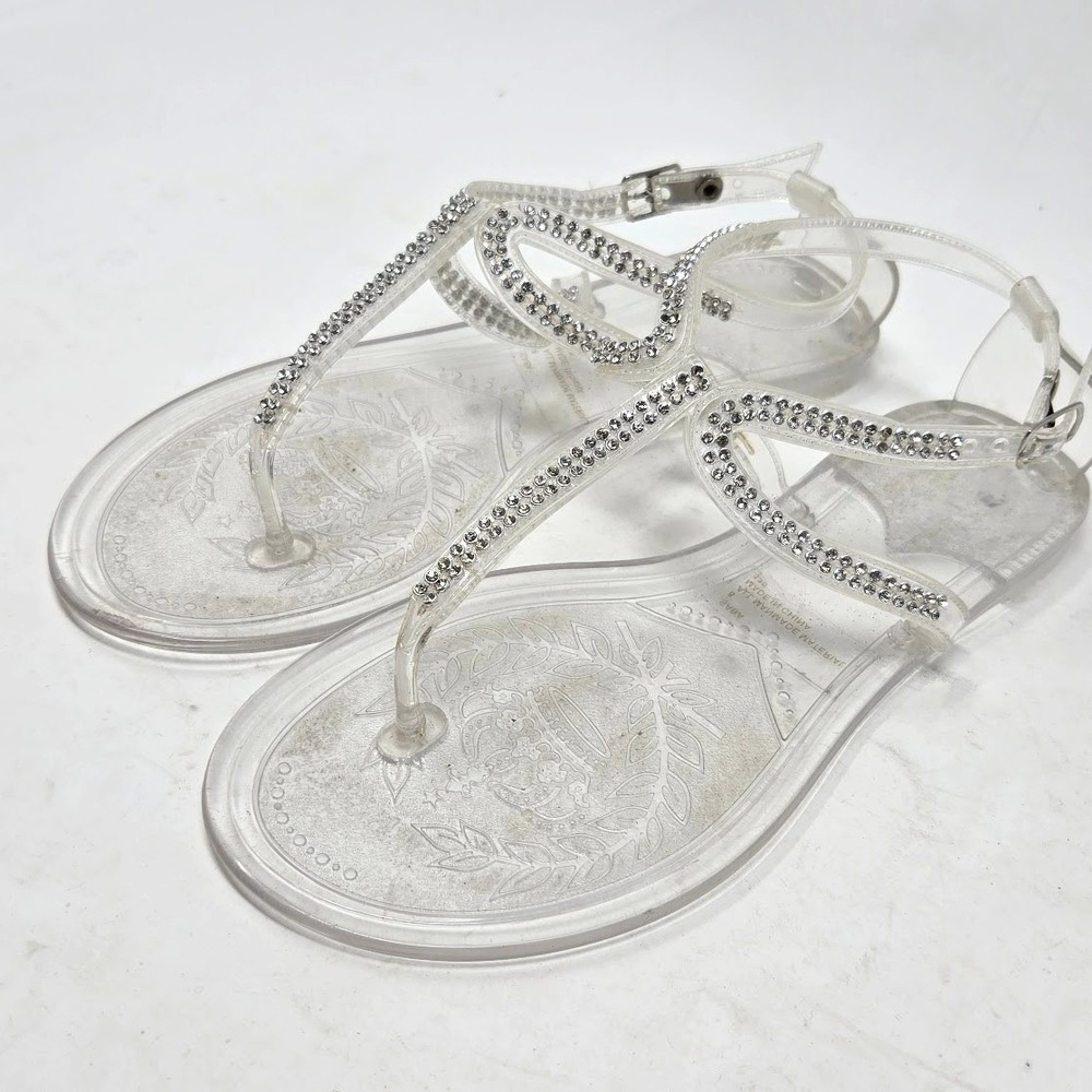 Steve Madden Women Rhinestone Clear Jelly Saba Sandals Manmade Summer 8 - Picture 3 of 11